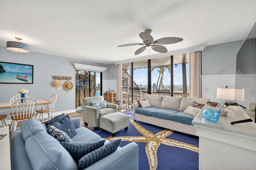 Enjoy this stunning condo that truly captures the essence of coastal living.  This beautifully decorated condo features a large balcony porch with magnificent views overlooking the ocean, perfect for those serene mornings or relaxing evenings. You'll find the convenience of the pool and hot tub just steps away, plus direct beach access is only a short walk away.  Also includes a covered carport for your convenience and is situated within a gated community, ensuring added security and peace of mind.