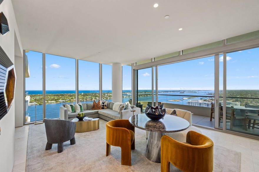 This 23rd-floor residence at La Clara offers sweeping ocean and Intracoastal views and beautifully curated interiors designed by Marc-Michaels Interior Design. Offered fully furnished, the two-bedroom, two-and-a-half-bath home combines sophisticated design with a bright, refined living space.

The open-concept floor plan seamlessly connects the living, dining, and kitchen areas, creating a light-filled setting ideal for both everyday living and entertaining. Floor-to-ceiling glass highlights the panoramic water views, while thoughtfully selected finishes and furnishings elevate the residence throughout. Residents of La Clara enjoy an exceptional collection of resort-style amenities, including 24-hour valet and concierge service, a waterfront pool, state-of-the-art fitness center, spa, sauna, and more offering an elevated Palm Beach lifestyle.