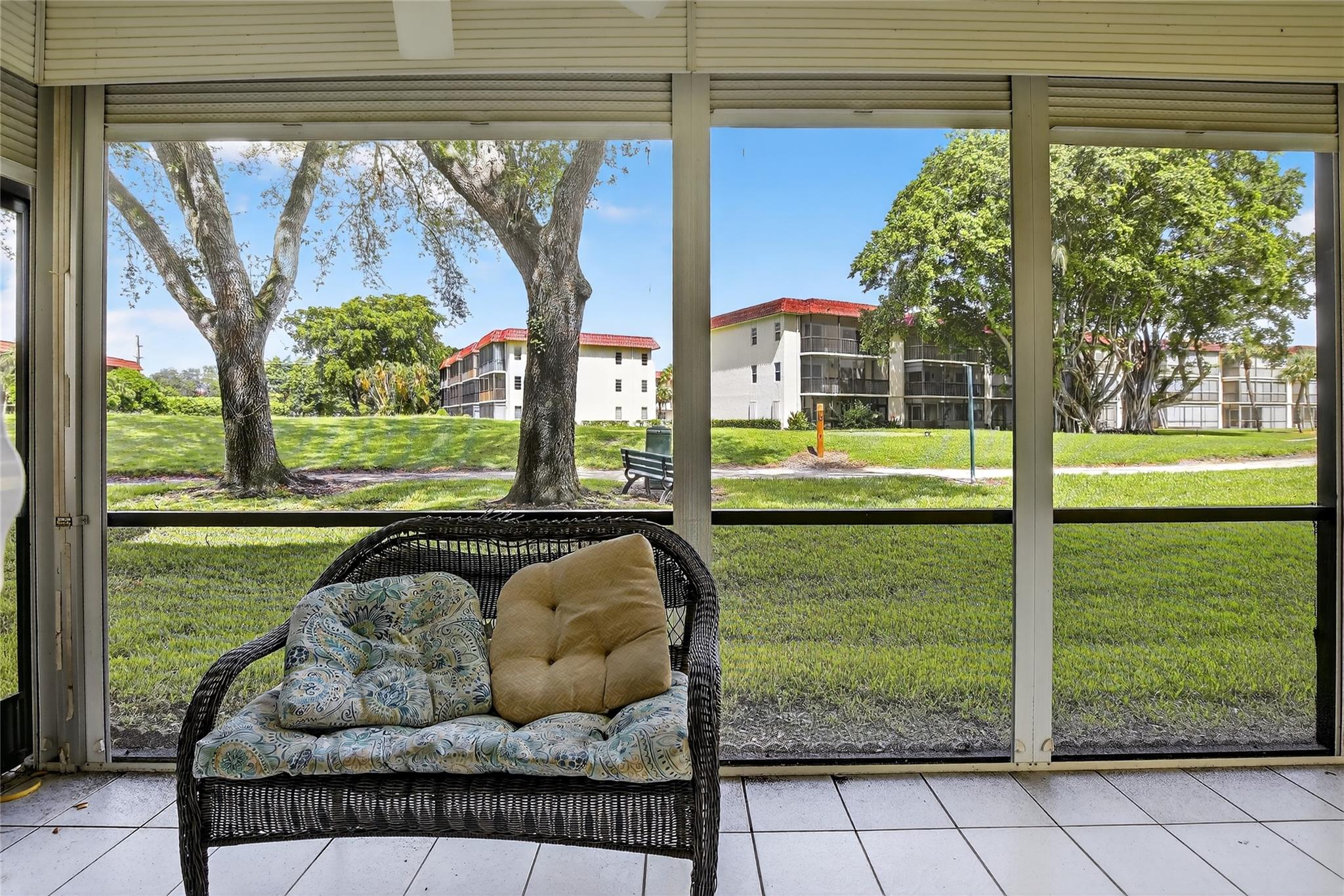 Large Phase 6 Condo with 1459 Sq. Ft. On Par 3 Golf Course-Full Two Bedrooms-Upgraded Kitchen With Wood Cabinets, Granite Counters and Stainless Appliances-Large Washer and Dryer-Both Bathrooms Are Upgraded-Mostly Tiled Flooring-All Windows And Sliders Are Hurricane Impact-Steps To Parking and Pool-Large Terrace With Serene Views-Paid-Up Rec Lease. Free golf, 14 tennis courts, 7 pools, a theater, a fitness center, a restaurant, 24-hour security, and an association representing housing for older persons authorized (HOPA). *** IMPORTANT! See Broker Remarks below for occupancy qualifications.