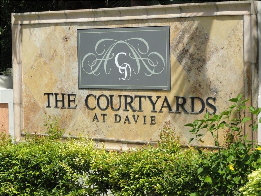 In the heart of Davie. Near major highways and Nova University. Largest 2 bedroom 2 full baths unit $1.183+- under air. Newer kitchen. Black granite kitchen counters. Stainless steel appliances. Washer and dryer conveniently located in kitchen area.  AC & Water heater 4 yrs. Newer vinel flooring. Highceilings which make the unit feel even larger.  Storage room on same floor. Cable and internet ready. Hm Warrantee included. Termite protection included. OK to lease. Building has a new roof and in process of being painted. HOA APPLICATION AND DOCS & RULES/REGULATIONS ATTACHED. PROPERTY MANAGEMENT:INTEGRITY PROPERTYHOME WARRANEE INCLUDED THROUGH 8/26/2026.ORKIN TERMITE PROTECTION INCLUDED TRANSFERABLE 9/21/24