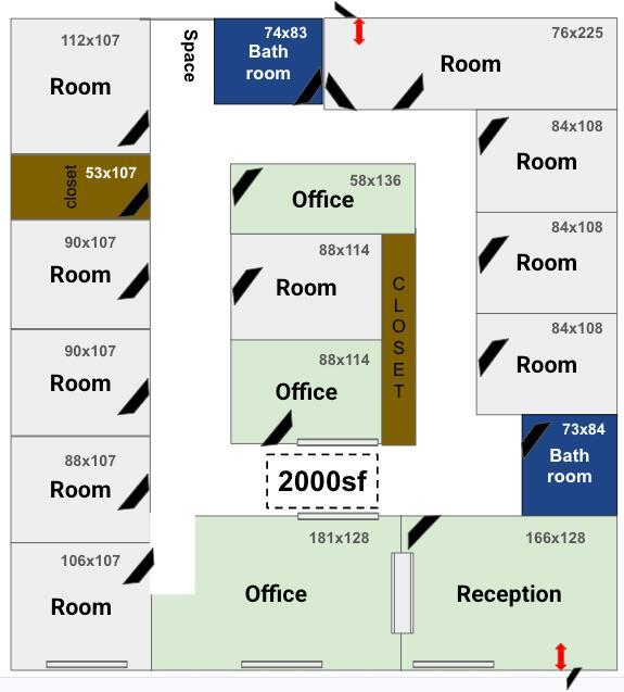 2000 sf Medical Office with 14 rooms and 2 bathrooms, reception and office space, has been used by chiropractor and physical therapist for 20+ years. Sign visible from Congress Avenue. Additional information and office tour coming soon.