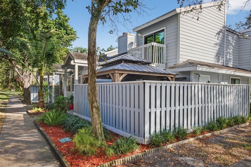 If you are looking for a 3 bedroom nicely renovated townhouse this may be for you. This is a corner unit tucked away in a peaceful cozy spot in the community. The kitchen and master bath have been attractively updated with shaker cabinets. The kitchen appliances are less than 2 years old. The hot water heater is one year old. The unit has hurricane impact windows. The master bedroom and a loft area are on the second floor. The other 2 bedrooms are on the first floor. The vaulted ceiling and skylights give a very spacious feeling. Outside is a covered patio and a storage room. There are plenty of closets throughout. There are community pools and tennis courts.