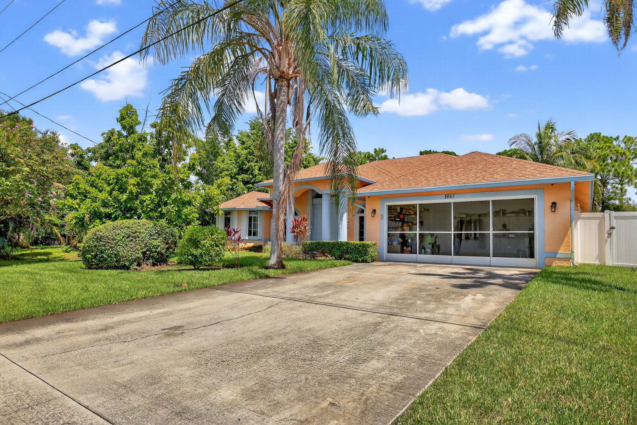 Beautiful 3 bed, 2 bath home with an office/den in a no HOA community! This home features solar panels, accordion shutters, and a 3-year-old roof offer peace of mind and quick hurricane preparation. The spacious master suite is a true retreat with a private sitting room--ideal for a nursery, office, or reading space--and a rare spa-inspired bath featuring a jetted soaking tub and dual-entry walk-in shower. The kitchen boasts stainless steel appliances and plenty of cabinet space. Enjoy the outdoors on the screened patio, with room to add a pool. Located close to schools, parks, I-95, the Turnpike, shopping, and medical centers--this home checks all the boxes!