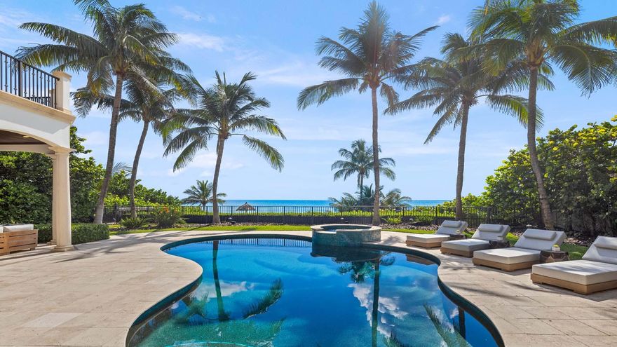 Presenting 2545 South Ocean Boulevard - An extraordinary oceanfront estate in Highland Beach's prestigious Byrd Beach Estates section. Set on over an acre with 90 feet of direct Atlantic frontage and an exceptional 400+ feet of depth, this property offers scale, privacy, and a level of elevation that is second to none. The result: Absolutely stunning panoramic views of the ocean from sunrise to sunset. Pristine in condition and professionally managed since its inception, this residence embodies timeless quality and enduring value. Representing some of the best oceanfront value in South Florida, the estate captures the very essence of luxury coastal living.