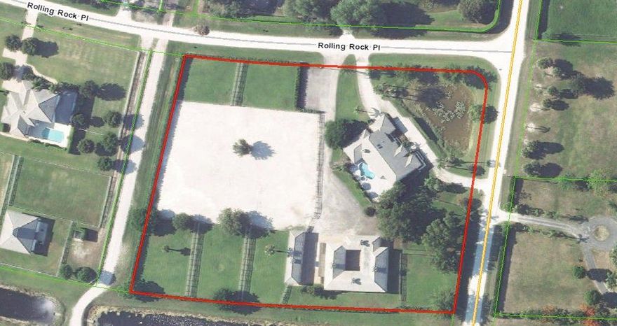Very close hacking distance  to the horse show and Global, Fabulous buy!!!  Huge new ring by Dirtworks 16-22 stalls, lovely 4/3 home with a pool and  large lush paddocks , tons of trailer parking . grooms apt reverse osmosis water system  , sold turn key   This is a fantastic buy!!!!