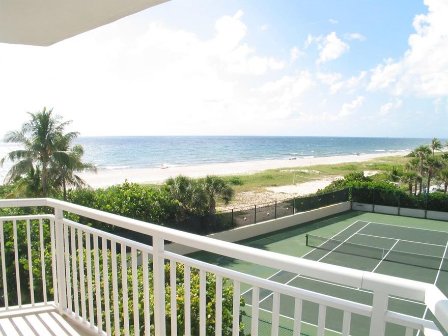 1 Bed - 1.5 baths with a Direct Ocean Shoreline View! Boutique ocean front building in beautiful Lauderdale By The Sea - On the sand.  Parking for two cars.  Impact windows and doors.  Beach-side pool with grilling station, Billiard table in the community room.  Unfurnished Annual Rental - Cable and WiFi included in rent - Hot Wire just installed in building - water, sewer and garbage included. Tenant pays electric. Great unit for the price!