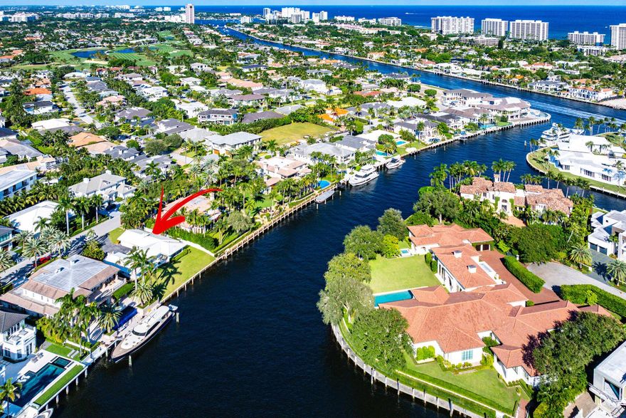 Introducing a premier waterfront opportunity in Royal Palm Yacht & Country Club.368 S. Maya Palm Drive presents an exceptional chance to own prime waterfrontage along the widest canal in RPYCC, offering stunning multiple canal views and highly desirable Southeast exposure that brings beautiful morning light. Available for the first time in more than 40 years, this property is ideally positioned near the Intracoastal Waterway and offers a remarkable opportunity to create your dream waterfront estate in Boca Raton's most prestigious community.
