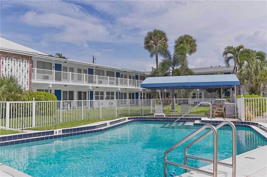 Meticulously maintained, both the unit and the building.  Passed 40 & 50 yr certifications already.  Super affordable beach area home, monthly fee is just $262. Bright, clean & just a short walk to park, beach & restaurants. Newer kitchen, tile flooring, updated electrical panel, freshly painted, and tankless water heater.  Co-op has already paid off the land lease. Hurricane ready with impact windows.  This friendly small complex has community pool, one assigned parking space, guest parking and shared laundry and the nice neighbors!