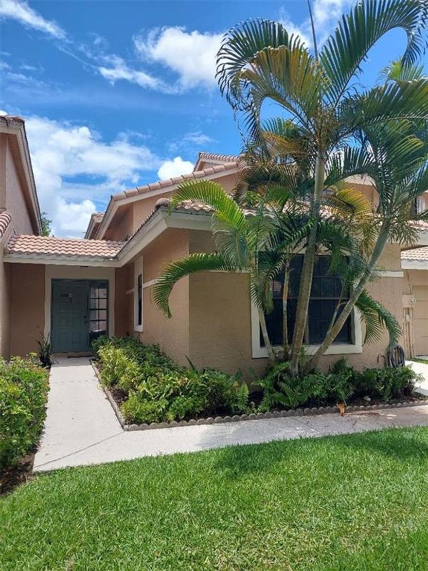All upgrades are brand new! This bright open 3/3 townhome in a great location of Boynton is ready and waiting for you! Very private feel to this wonderful unit from the gorgeous floor tile throughout and rich wood flooring to the updated kitchen with new appliances and countertops and gorgeous new baths with a beautiful gray and white color scheme and marble tile. Soaring ceilings! Master and 2nd bedroom are upstairs and guest bedroom downstairs. The one car garage is oversized and has an additional room for more storage. This townhome has wonderful light with many windows and sliding glass doors that lead your eye to the back patio which is very private and has no backyard neighbors! The community pool area is around the corner and has a welcoming patio for relaxing and entertaining.