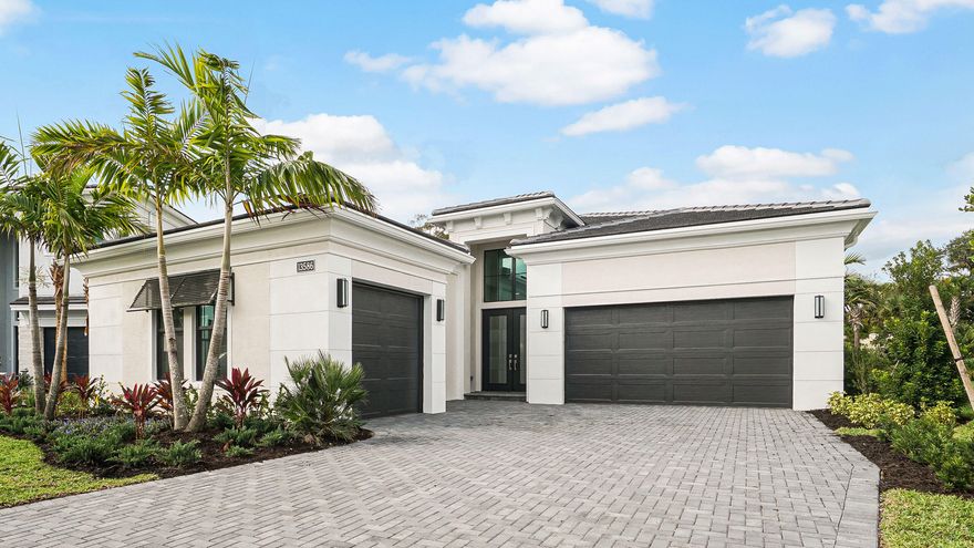 **NEW CONSTRUCTION, MOVE-IN READY!** This is the ''WOW factor'' single-story plan you have been looking for! The Michelangelo is a stunning 2 Bedroom, 2 and a half Bathroom home with a giant, open concept main living area on a pie-shaped homesite with privacy and space unlike anything else in the community. You are immediately greeted with a grand Foyer entrance, a large open Den, and views through the expansive Great Room straight to the back yard. This home also features a large Dining area and a Club Room connected to the main living area in a functional open concept to make navigating the home and staying connected to the living areas an uninterrupted experience from all spaces. Some features that will take your entertaining and comfort to the next level include an exquisite, light-and-bright, gourmet Kitchen with an oversized island, giant walk-in pantry, dramatic Quartz Countertops with a waterfall edge, and chef worthy GE Monogram appliances. This plan is built with an alternate Owner's Bath layout with Deluxe Shower and expanded Walk-In Closet, a Den in lieu of the third Suite, tankless gas water heater, upgraded AC package, and Summer Kitchen for outdoor entertaining. Artistry Palm Beach has a 24-hour manned gate, Lakefront Clubhouse with a Fitness Center and heated resort-style pool, and a 1.5 mile Nature Trail.