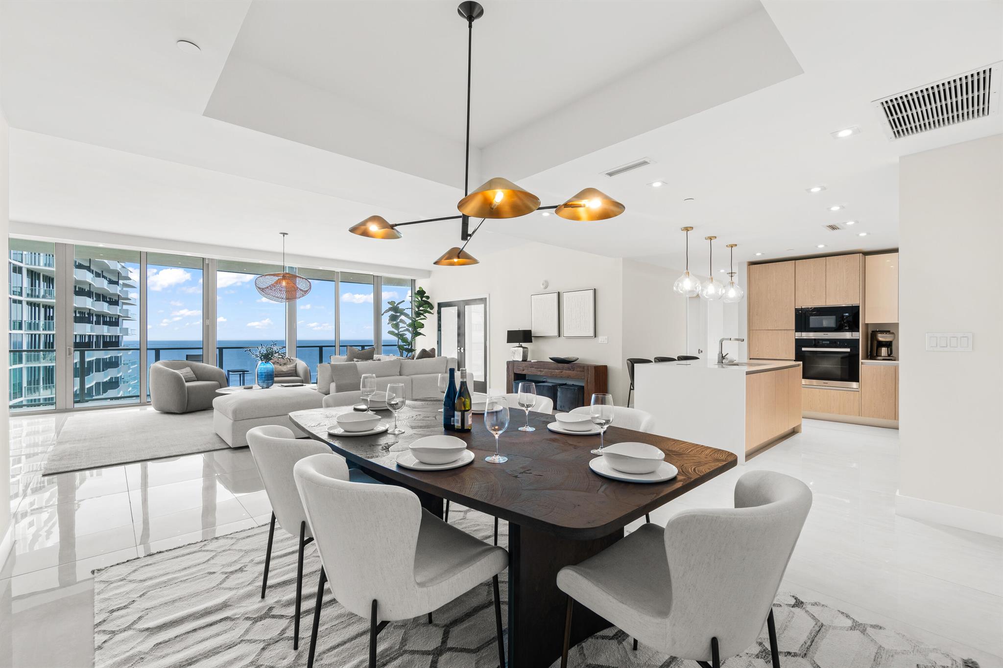 Brand new building built in 2023. Spacious, high end modern condo with spectacular intracoastal views from every room. The 3rd bedroom is a den with a sleeper sofa. Large terrace, laundry room, Miele appliances. Valet parking, residents pool, hot tub, community room, gym, direct beach access with chairs, umbrellas and towel service. Restaurants, spa, wellness center and more all available for your use. The price fluctuates throughout the year. Please reach out for a quote.