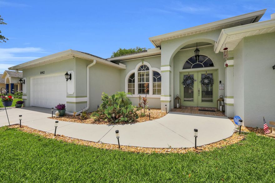 READY FOR A SWIM!? Move right into this safe, Concrete, saltwater pool home in a quiet, friendly riverfront neighborhood in central Port St. Lucie! Featuring 3BR, 2.5BA, 2-car garage, and an bright and open split floorplan with vaulted & tray ceilings. Enjoy a privacy-fenced backyard with avocado & olive trees, storage shed, flood lights, electric AND solar pool heating - perfect for entertaining year-round! Conveniently located near the BEACH, MidFlorida Convention Center, Crosstown Pkwy, PSL Blvd, US1, parks, shopping & dining. 10-20 mins to highways. RECENT UPGRADES: Roof (2024), Water Heater (2021), Pool Heater (2022), Painted inside / out (2020) and HVAC (2015) with UV filtration light. Hurricane panels included. Move-in ready with comfort, efficiency & Florida lifestyle built in!
