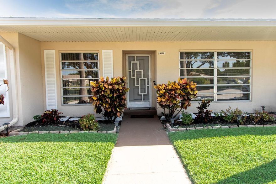 Welcome to Easy Living in Boca Lakes - Where Location, Lifestyle & Value Come Together. This charming 2-bedroom villa in the highly desirable 55+ gated community of Boca Lakes is your ticket to the South Florida lifestyle. Clean, bright, and move-in ready, the home features ceramic tile flooring throughout, an upgraded bathroom with modern finishes, and a well-maintained kitchen with plenty of cabinet space—perfect for enjoying your morning coffee or casual evening meals.

Step outside to your patio, ideal for relaxing with a good book or chatting with neighbors. You'll love the convenience of in-unit laundry, assigned parking right outside your door, and ample closet storage, including a spacious walk-in closet in the primary bedroom. Welcome to Easy Living in Boca Lakes - Where Location, Lifestyle & Value Come Together
This charming 2-bedroom villa in the highly desirable 55+ gated community of Boca Lakes is your ticket to the South Florida lifestyle. Clean, bright, and move-in ready, the home features ceramic tile flooring throughout, an upgraded bathroom with modern finishes, and a well-maintained kitchen with plenty of cabinet spaceperfect for enjoying your morning coffee or casual evening meals.

Step outside to your private patio, ideal for relaxing with a good book or chatting with neighbors. You'll love the convenience of in-unit laundry, assigned parking right outside your door, and ample closet storage, including a spacious walk-in closet in the primary bedroom.

Boca Lakes offers unbeatable amenitiesheated pool, tennis, shuffleboard, clubhouse, game room, and moreall surrounded by beautifully manicured grounds. With a new roof (2021), no assessments, and low HOA fees that include cable and soon internet, this community delivers real peace of mind.

Located just minutes from the Turnpike, world-class shopping, restaurants, and Boca's famed beachesthis is the one you've been waiting for.