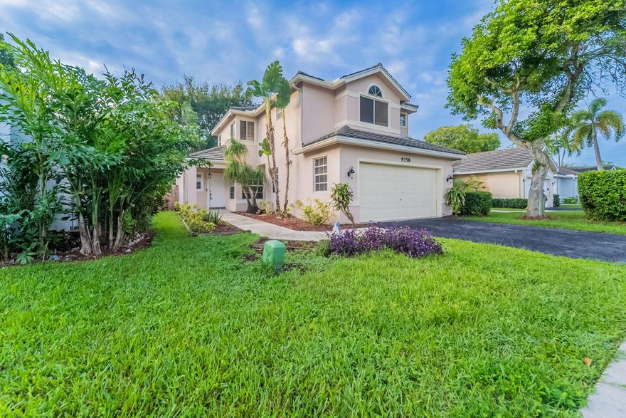 This beautiful two-story home offers 3 bedrooms and 2.5 bathrooms with a 2-car garage. The kitchen features a convenient bar and a breakfast area with a bay window, perfect for casual dining. French doors from the living area open up to a fenced backyard, while the enclosed back lanai provides additional space for relaxing or entertaining. Schedule a showing today!