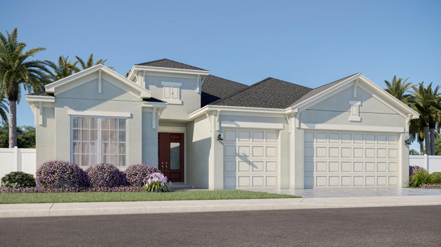 Exclusive to active adults 55+ and better, this spacious single-story home combines comfort with convenience. Found off the foyer is a flex space for versatile needs, followed by a cohesive open main living area and a covered patio to simplify indoor-outdoor activities. In a private corner is the luxurious owner's suite with a sprawling bedroom, resort-style bathroom and two walk-in closets. Two secondary bedrooms provide restful retreats, while a three-car garage is ideal for automobile enthusiasts.Prices, dimensions and features may vary and are subject to change. Photos are for illustrative purposes only.