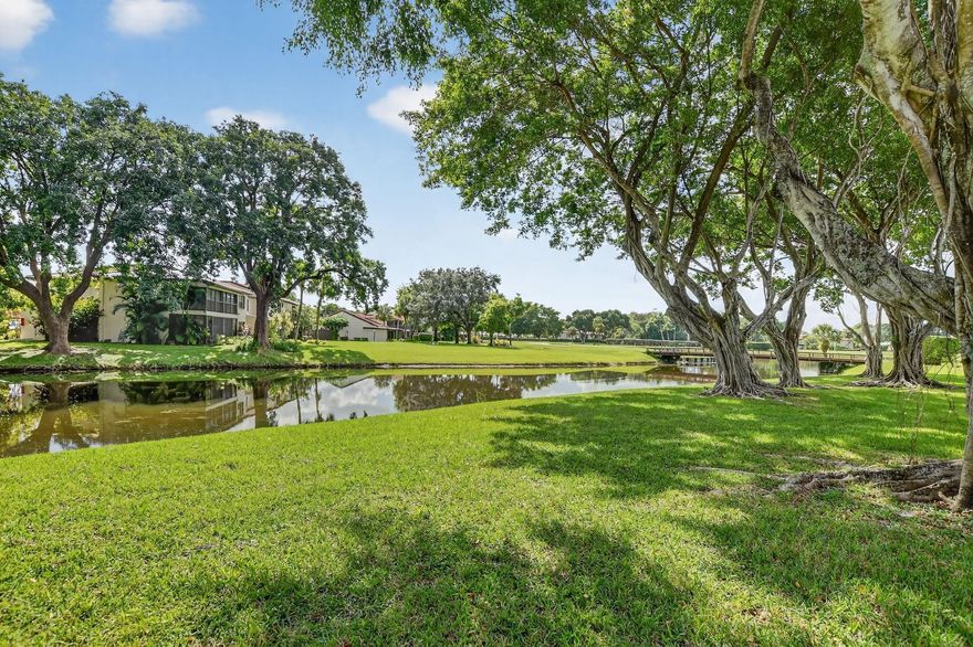 Beautiful, peaceful updated 2 bedroom 2 bathroom  first floor end unit, boasting a side patio, new AC 2024, new roof 2025, located in Boca Lago community.  The unit has updated kitchen with stainless steel appliances, ample storage, including modern light fixtures. Fully renovated bathrooms with glass shower doors and new cabinetry.  Tiled throughout. Enjoy gorgeous lake and golf views from the indoor-outdoor fully enclosed patio with impact windows and doors. Bring offers. No current assessments per seller, all paid. Looking for a fast close. SOLD FULLY FURNISHED. INSPECTIONS NO MORE THAN 7 DAYS.