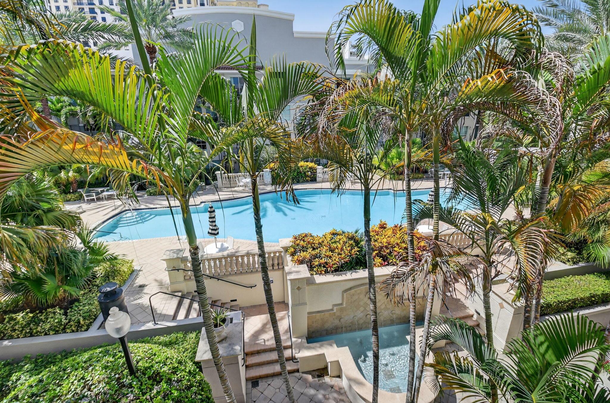 Experience life in a ''walker's paradise'' in Downtown West Palm Beach! This 1 bedroom 1 bath condo is available for an annual rental or short-term from Dec - April. This is a beautiful furnished turnkey apartment with a beautiful southern facing pool view peeking through the lush Prado Courtyard landscaping. Full service building concierge, fitness center, spa, steam room and clubhouse. The Prado offers spa & salon services in the commercial space on the 1st floor, a nail salon and dental office.The Prado is just 1.5 miles to the public beach & world class dining in Palm Beach. The high-speed Brightline, entertainment & shopping at Cityplace is just two blocks. Milos, Morton's, Field of Greens, The Blind Monk, Loic French bakery, Canopy Rooftop & MamaBella's European Market are