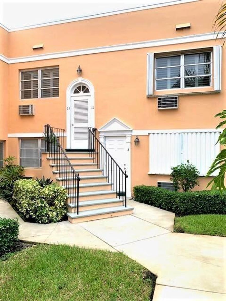 Renovated Studio in Historic Building.  Across from Bryant Park and the intracoastal.  Hurricane impact windows.  Updated bathroom with laundry in the unit.  Next to historic Gulfstream Hotel re-opening in Spring 2026.  Walk to downtown restaurants, shopping, beach park and seasonal farmer's market.  Permitted parking and beach parking permit is also available.  Pool, bike room, community room and community laundry are available.