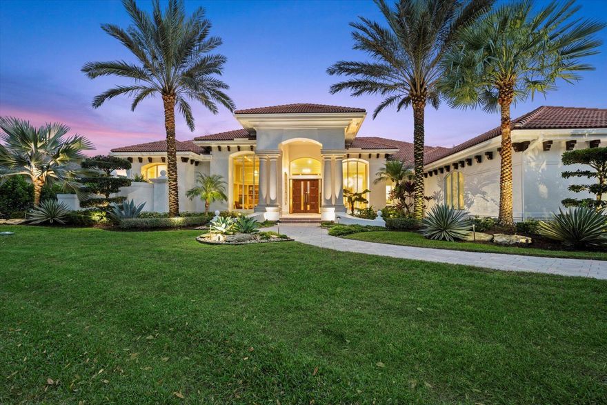 IMPRESSIVE custom estate home located in one of West Palm Beach's most desirable gated communities--BREAKERS WEST GOLF & COUNTRY CLUB. Situated on .61 acre lot on private cul-de-sac street with just 2 other homes, this stately 1-story home boasts approx 5,352 SF living area with 4 Bedrooms, 2 Offices, Game Room, 4.5 Baths and full 3 car garage. The minute you step inside you will be captivated by the high ceilings, floor-to-ceiling impact windows and pool and sweeping fairway views beyond. The Living Room is the perfect blend of today's clean design esthetic with classic South Florida details such as the stone fireplace, crown molding and marble floors. The adjoining Dining Room features a gorgeous sunburst chandelier and overlooks a tropical waterfall for memorable dining experiences.