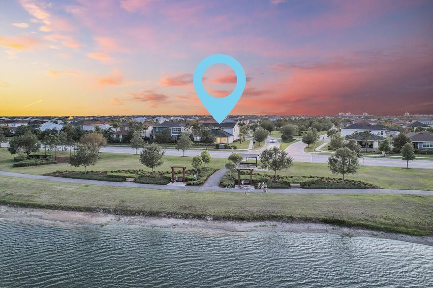 Rare Waterfront Corner Lot (lake views from kitchen, living room and primary bedroom)! This beautifully renovated Holly Model comes with 5 bedrooms (can add 6th) and 3.5 bathrooms in the brand new and family-friendly community of Arden. Perfectly positioned on a spacious corner lot by the lake and the walking trail, this home boasts after-build upgrades and breathtaking deep lake views from Sunrise to Sunset. The oversized lot provides endless possibilities -- design the backyard oasis of your dreams, add a pool, outdoor kitchen, or a custom playground. Use the existing design plans or make it your own - our Professional Interior Design is happy to assist.