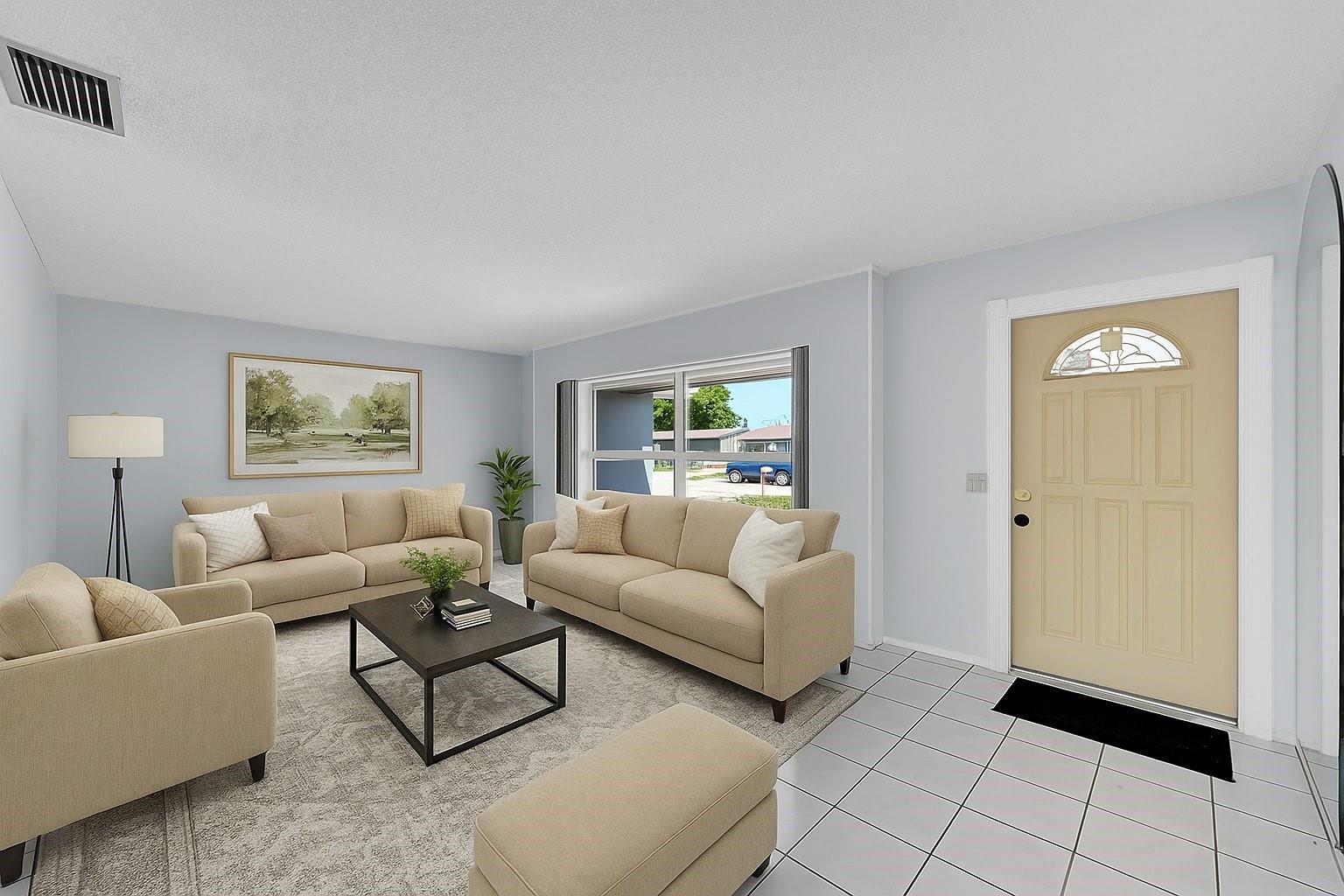 This spacious 2-bedroom, 2-bath home offers over 1,500 sq. ft. of living space with incredible potential to convert into a 3 or even 4-bedroom layout. Featuring a one-car garage with laundry, updated bathrooms, new carpet in the bedrooms, and tile flooring throughout, partial impact and shutters, new 2018 roof, AC, and water heater—it’s move-in ready. The property includes a massive storage shed and a circular, reinforced concrete stamped patio—perfect for parking your boat or RV. With no HOA, an original owner, and room to grow, this is a rare find you won’t want to miss. Let me repeat… YOU CAN MAKE THIS A 3- or 4-BEDROOM HOME EASY WITH THE BACK GREAT ROOM. GREAT OPPORTUNITY FOR FHA or VA. Call to find out more about first-time home buyers.