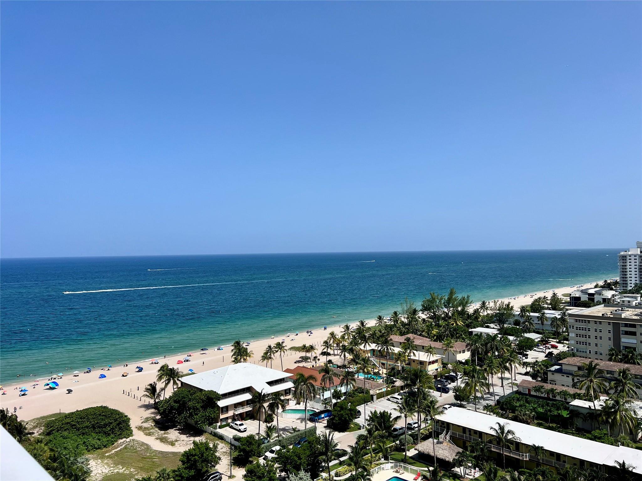Beautiful ocean and Intracoastal views from this SW corner seasonal rental, Two bedroom, 2 bath convertible with king bed in primary bedroom and two sleeper sofas in 2nd bedroom and living room, Tiled throughout, garage parking spot, cable and internet included. Fabulous amenities in oceanfront recreation center including 2 pools, 2 gyms, bbq grills and picnic tables on the beach, bar and so much more. Social activities throughout the season. Great location, walk to shopping, four star dining, fishing pier and all that Pompano Beach has to offer. Price reflects that the building is undergoing concrete restoration which will be ongoing during the season. Available as of January 5, 2026.