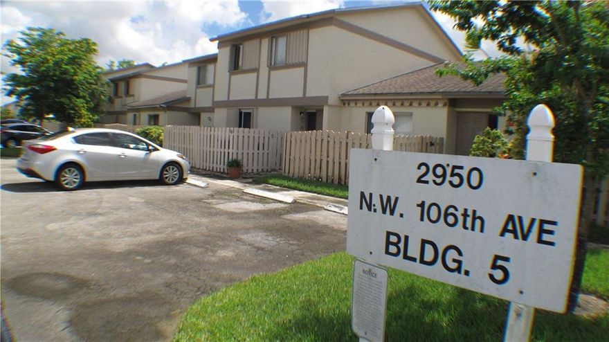 Come to this perfect starter Home! 3 bedrooms 2.5 bath, 1,400 SQFT for under $200's in the heart of Broward county.Walk to this spacious well maintain townhome, featuring tile downstairs,updated kitchen w/wood cabinets& granite counters, fenced-in backyard perfect for pets, brand new AC, new laminate hard wood floor upstairs, large master suite w/ his&hers closet, good size bedrooms, is just the beginning!Come&enjoy the club house, pool,tennis court,basketball court,water views!Hurry! NO FHA, VA APPROVED!