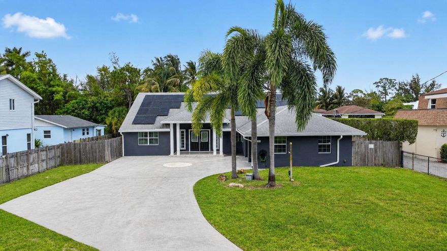 Beautiful SFM, 5/2.5/2 on a half acre land, with no HOA! Enjoy wood-style and vinyl flooring throughout, plus a stunning outdoor setup featuring a pool, expansive patio, and BBQ area perfect for entertaining. Plenty of room for your toys.The kitchen stands out with artistic painted walls, new cabinets, quartz countertops, a large island, two stoves, and a commercial-grade refrigerator ideal for hosting! 2023 Roof and Solar Panels fully paid. A rare opportunity to enjoy a private, ranch-style feel right in the heart of the city! Over 3,000 square feet of living area in this unique single-family home offering 5 bedrooms and 2.5 bathrooms on an oversized 0.53-acre lot—with no HOA! This property blends comfort and versatility, featuring wood-style and vinyl flooring throughout.  Enjoy outdoor living at its best with a large patio, sparkling pool, and dedicated seating area perfect for barbecues and entertaining. Plenty of space for all your toys—bring your cars and boat! Tucked away on a private road, this home offers added privacy and features a remote-controlled entry gate for added security and convenience, all while being centrally located.  The kitchen is a true standout, showcasing beautiful painted wall art, new cabinetry, quartz countertops, and a spacious island. Designed for both everyday living and entertaining, it includes two stoves and a large commercial-grade refrigerator with freezer.  Additional highlights include solar panels on 2023 roof, fully paid by the seller, providing energy efficiency and peace of mind for years to come.  This one-of-a-kind property delivers the feel of a peaceful ranch-style retreat right in the heart of the city—don't miss this incredible opportunity!
