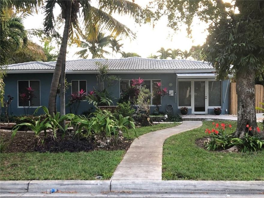 This Is It! Live the East Fort Lauderdale Lifestyle! Featuring a 3/2 Well Maintained Beautifully Landscaped Home in Lovely Poinsettia Heights. Charming Curb Appeal, Large Corner Lot, Fenced in Backyard With Salt Water Pool Surrounded by Exceptional Expansive Lush Tropical Foliage. Newer Roof & Solar Panels for Low Electric Bills, TECO Natural Gas to Power Washer/Dryer, BBQ & Water Heater. Original Stunning Terrazzo Flooring Adds Charm. Retractable Outdoor Awning. Reverse Osmosis Water Filtration For Purified Drinking Water. Eat-in Kitchen, Home Office, New Appliances, Plus Impact Windows & Doors. Centrally Located to Some of the Best Restaurants, Like Anthony's Coal Fire Pizza, Sage, J Marks & Zona Fresca! Just Minutes to Wilton Manors, Downtown, Trader Joe's, Publix, Beach & Airport too.