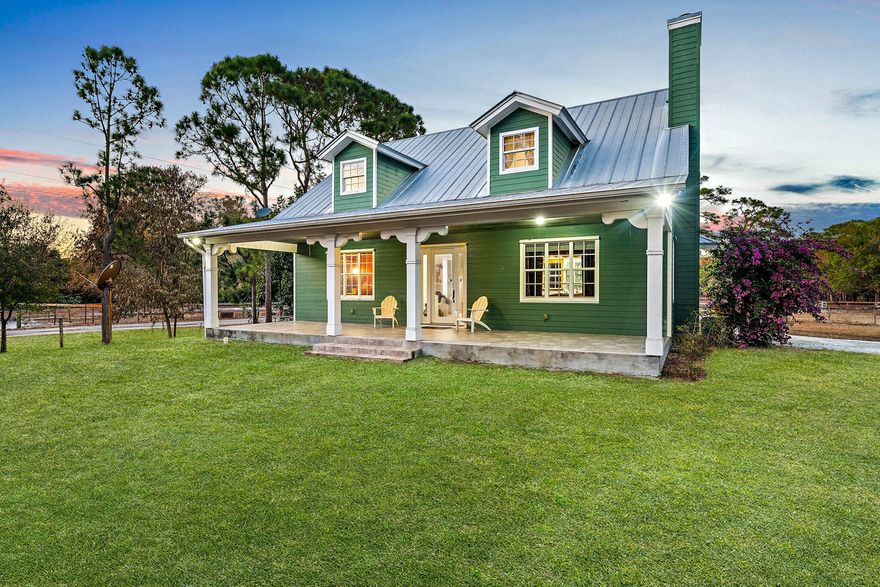 Welcome to your private slice of HEAVEN in highly sought after Palm City Farms. Nestled on just shy of 5 acres, this charming fenced estate offers the perfect blend of peaceful country living and everyday convenience. CBS Main house features 3 bedrooms 2.5 bathrooms, wood burning fireplace, completely renovated kitchen with Quartz countertops & beautiful backsplash, updated bathrooms with new vanities, open floor plan, tile and wood throughout, this home is move in ready! 5-stall barn complete with feed and tack room, along with an additional 2-stall stable, providing ample space for horses or livestock. Property offers privacy, functionality, and that true Palm City Farms lifestyle everyone is looking for.