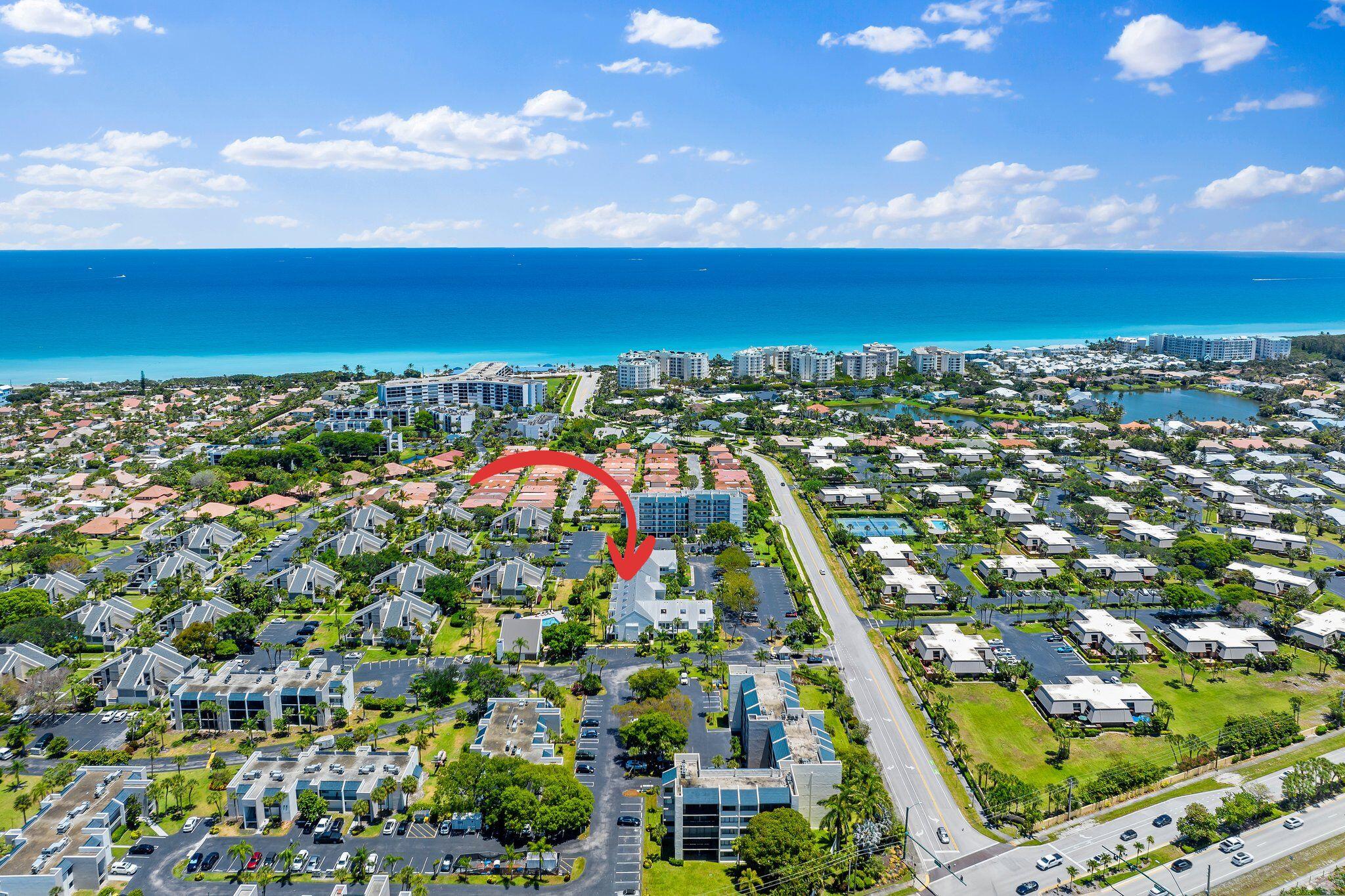 Your perfect beachside retreat awaits! This inviting 2-bedroom, 2-bath loft-style condo in the sought-after Jupiter Ocean & Racquet Club is ready for your seasonal getaway. The open layout with soaring ceilings creates a bright, airy atmosphere, while the updated kitchen and baths bring modern comfort. On the main level, you'll find a bedroom with a queen-size bed, a full bath, and a welcoming living/dining area. Upstairs, the loft offers a second living space along with another bedroom with a full-size bed and bath -- ideal for guests or added privacy. Step outside to the balcony, the perfect spot to sip your morning coffee or unwind with a good book. The location is simply unbeatable. Just a short stroll takes you to Jupiter's breathtaking pet-friendly beaches, where....