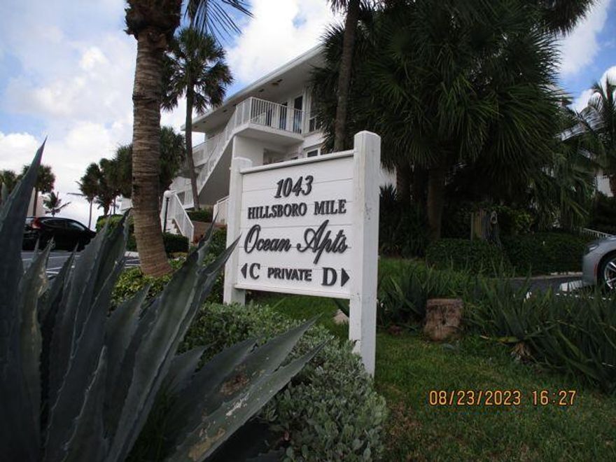 Beauty 1 bedroom direct penthouse Apt Home for sale. Deeded Beach, Boat Dockage (32 ft )available, all on the intracoastal side. Too much to list. Apartment home has been remodeled and ready for new owner. Intracoastal side, and amenities included. Heated Pool on private beach part of ownership. All hurricane impact windows. Owner has paid current assessment of 45,000.00 which makes this opportunity special. Owner financing possible and to include assessment so you won't have to pay separately. Maintenance low 1025.00 monthly. Includes everything! All concrete restoration done. Rare opportunity to own on the Hillsboro Mile. Super Great Neighbors!! Special financing options can be discussed. All amenities (too many to list) will be shown. Only 1 person must be 55 to own.