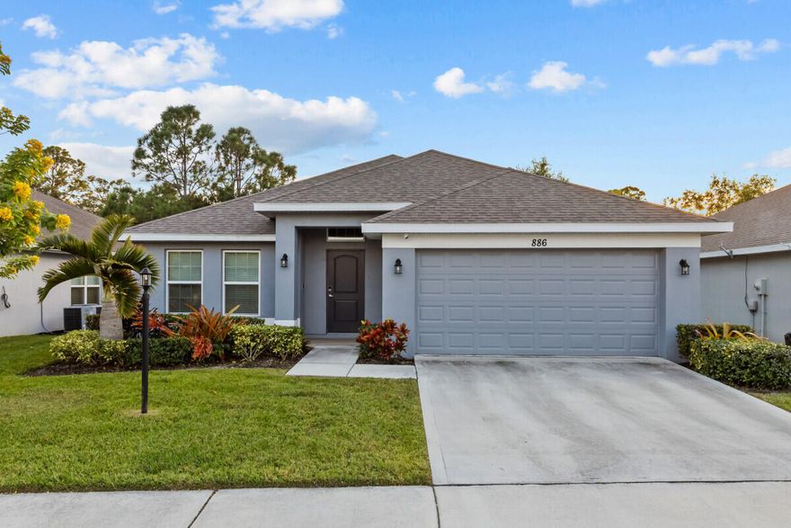 Welcome to River Place on the St. Lucie! Built in 2022, this 4-bedroom, 2-bath home offers modern comfort, an open layout, and resort-style amenities. Step inside to a bright, spacious floor plan featuring a chef's kitchen that opens to the living and dining areas—perfect for entertaining or relaxing at home. Enjoy both a formal dining space for special occasions and a cozy breakfast nook for everyday meals.
The community offers everything you need for an active Florida lifestyle: clubhouse, fitness center, resort-style pool, walking trails, playground, kayak launch, fishing pier, and boat storage. The low monthly HOA includes lawn care, and the home features hard-wired security cameras for added peace of mind. Located just minutes from Publix, restaurants, and shopping, River Place combines everyday convenience with a quiet, scenic atmosphere.
Enjoy newer construction, low maintenance, and resort-style livingall in one beautiful package.
