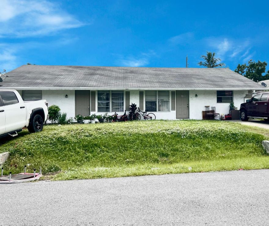 Don't miss this excellent opportunity to own a well-maintained, income-generating duplex in Stuart with no HOA! Both kitchens had full cabinet replacements in 2023 and 2024, and bathrooms updated in 2021 and 2022 for a fresh, modern look. This property is tenant-occupied with leases in place through December 31, 2025, offering immediate, steady rental income. Rents are $2450/month and $2340/month. Tenants maintain the lawn. Conveniently located near downtown Stuart, beautiful beaches, and local restaurants, this property offers an ideal blend of comfort, convenience, and investment potential. Please do not walk the property or disturb tenants. 2621 SE Clayton St also listed for sale.