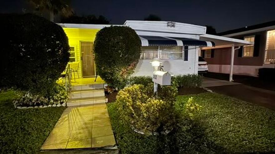 Beautiful 900 sq. ft. mobile home located in a 55+ community at Pine Tree Park in Deerfield Beach. This property is fully furnished and turnkey, including washer and dryer, dishwasher, BBQ, internet, and two TVs.The home features a front porch, carport, outdoor dining area, and a comfortable outdoor living space, two storage sheds, two bicycles, and two patio doors, offering both convenience and functionality.The community offers an exceptional lifestyle with a wide range of amenities, including a large clubhouse with fitness room, billiards, darts, a 48-slip marina, a swimming pool, tennis court, pickleball, shuffleboard. Ideally located just 6 km from the beach. The Deerfield Beach Tri-Rail station, providing easy access to both Miami and Fort Lauderdale airports, is only 500 meters away