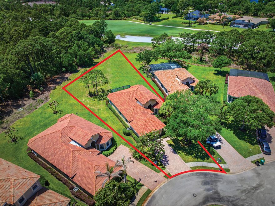 This PGA Village cul-de-sac home checks the privacy boxes! With an oversized lot, the expansive backyard has the 7th hole of the PGA Golf Club's Dye course in the background. That view can be enjoyed from the main BR, family room, breakfast nook and the 17x27' screened lanai! The large, light-filled den provides a comfortable 3rd BR with an adjacent 1/2 bath. Lived in only as a seasonal home,well maintained and priced for your updates! AC-2021, H2O heater-2021, SS fridge-2020, SS dishwasher- 2022. Memberships at both private golf clubs are available- The Legacy and The PGA Golf Club. Enjoy your Island Club amenities center for fitness, pickleball, a resort style pool, & social events. Also...guard gated security, reasonable HOA fees, county taxes only and no CDD fees! and there's more Get to beaches within 30 minutes, shopping, dining, healthcare, banking within minutes, PBI in less than an hour, Orlando (MCO) in less than 2 hours and catch commercial flights now flying out of Vero Beach Regional in 45 minutes. Great for snowbirds, families, dog lovers, bird lovers, beach lovers, and baseball lovers. New York Mets Spring Training is just minutes away and 4 additional MLB teams are in nearby Jupiter and West Palm Beach. Schedule a showing today!
