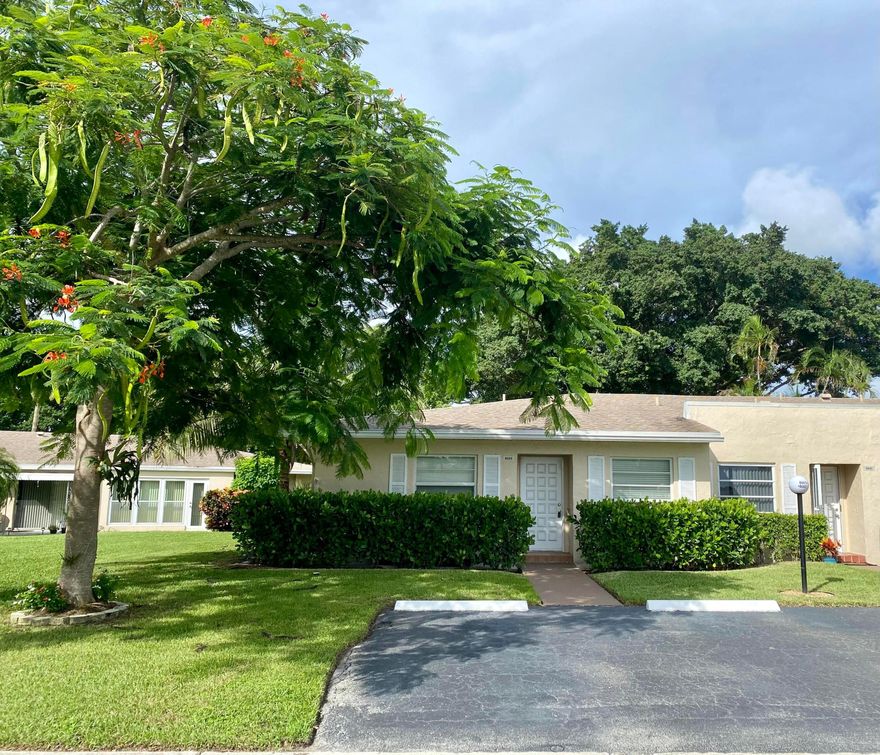 BEAUTIFULL & SPACIOUS VILLA FEATURING 2-BED/2-BATHS SPLIT PLAN & EXTRA STORAGE & WALK-IN CLOSET***BRAND NEW A/C SYSTEM INSTALLED IN MARCH 2025***HURRICANE IMPACT WINDOWS***TWO PARKING SPACES IN FRONT OF THE VILLA!  GREAT LIVING & DINING AREAS PLUS AN ADDITIONAL ENCLOSED PORCH THAT CAN BE USED AS DEN OR OFFICE PLUS, AN OUTSIDE OPEN PATIO TO ENJOY A DELIGHTFUL SUNNY DAY OR BARBECUING WITH YOUR FRIENDS & FAMILY! REPLACED SOFFIT/SIDING ON WHOLE BLDG IN 11/2021, BOCA LAKES IS A SOUGHT AFTER GATED COMMUNITY OFFERING A GREAT RETREAD W/ A CLUBHOUSE & POOL. IT IS IN THE HEART OF BOCA RATON AND ONLY FOUR MINUTES AWAY FROM UPTOWN  PLAZA!!! IT IS ALSO CONVENIENTLY LOCATED NEAR MAJOR HIGHWAYS, TURNPIKE & WALKING DISTANCE TO SHOPS, RESTAURANTS, BANKS, MOVIE THEATHERS, COFFEE SHOPS S & ICE CREAM PARL