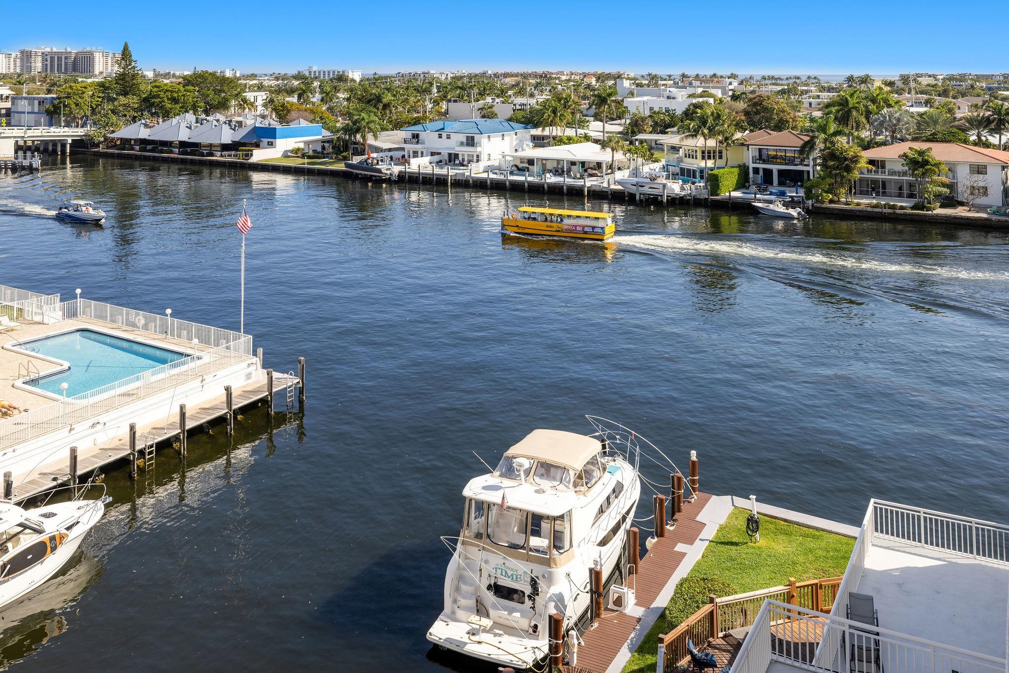 Great two bedroom and two full bathroom unit in arguably the nicest waterfront condo off of Bayview Drive. The Pilot House condo has beautiful curb appeal. A walk across a wood deck over a man made pond with peaceful fountains, and beautiful intracoastal views leads to the secured lobby entrance of this clean, and well maintained building. Located two streets over from the Commercial Blvd bridge entrance into Lauderdale By The Sea. Washer dryer is in the unit. Small pets allowed. Common area, no fixed bridge, deep water dockage. This exceptional value will not last.