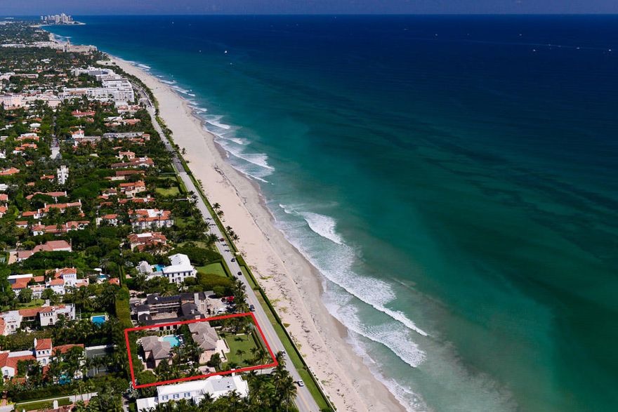 Stunning Estate Section oceanfront home. Oversized 3/4 acre +/- lot with large pool and beautifully manicured grounds. Dramatic living room and dining room with commanding ocean views. Elaborate ocean facing master suite with spectacular ocean views includes balcony, office, exercise room, sitting room, and dual baths and closets. Use of tunnel access to beach.