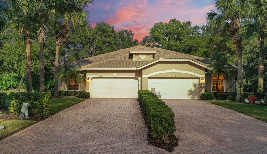 Beautifully decorated Villa offers 2/2 with DEN and 2 car garage nestled in the highly sought after PGA Community Willow Pines.  This open spacious floor plan boasts an updated kitchen with 42-inch white cabinets, granite counter and glass backsplash. SS appliances. Crown molding and tray ceilings are accented with professional designer's paint throughout.   Private covered screened Lanai with view of preserve with tranquil feel. New Accordion Hurricane Shutters total. Offered TURNKEY ready to enjoy florida living (den sofa, lv room recliners do not convey)  Cable, internet and lawn care included.  Willow Pines has its own COMMUNITY POOL,  access to the ''Island Club'' Pool and amenities which include fitness center, billiards room, card rooms, library, craft rooms, tennis and pickleball. PGA Golf membership is available; all are welcome to play and pay as you wish. PGA Community has easy access to I Restaurants, shopping, medical, Mets Stadium.