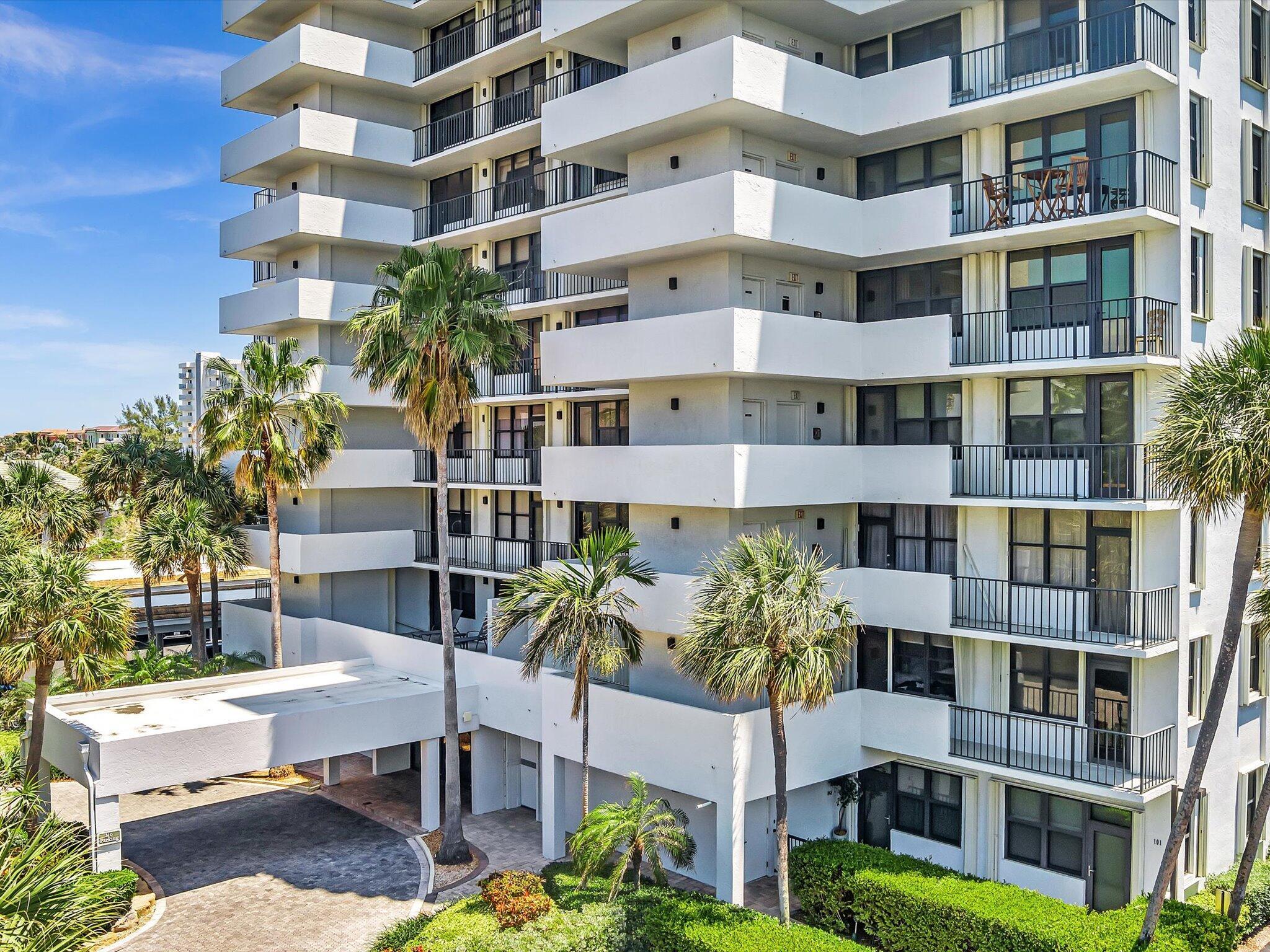 Beautifully renovated & furnished 2/2 condo on 5th floor, available for seasonal or annual rent... spacious living room opens to a large covered recessed patio with partial ocean views... hurricane impact sliding doors & windows... spectacular & serene views of palm trees from specious both bedrooms... porcelain tile floor throughout ... eat in kitchen... white quartz countertop... stainless steel double sink... porcelain tile back splash...semi private elevator opens to only two units per floor... all utilities, monthly electricity up to $200, are included... basic cable with HBO and hi-speed internet... community amenities including exercise room, social room and card, library, kitchen BBQ grill...four tennis courts, two courts are available for pickleball and newly renovated pool