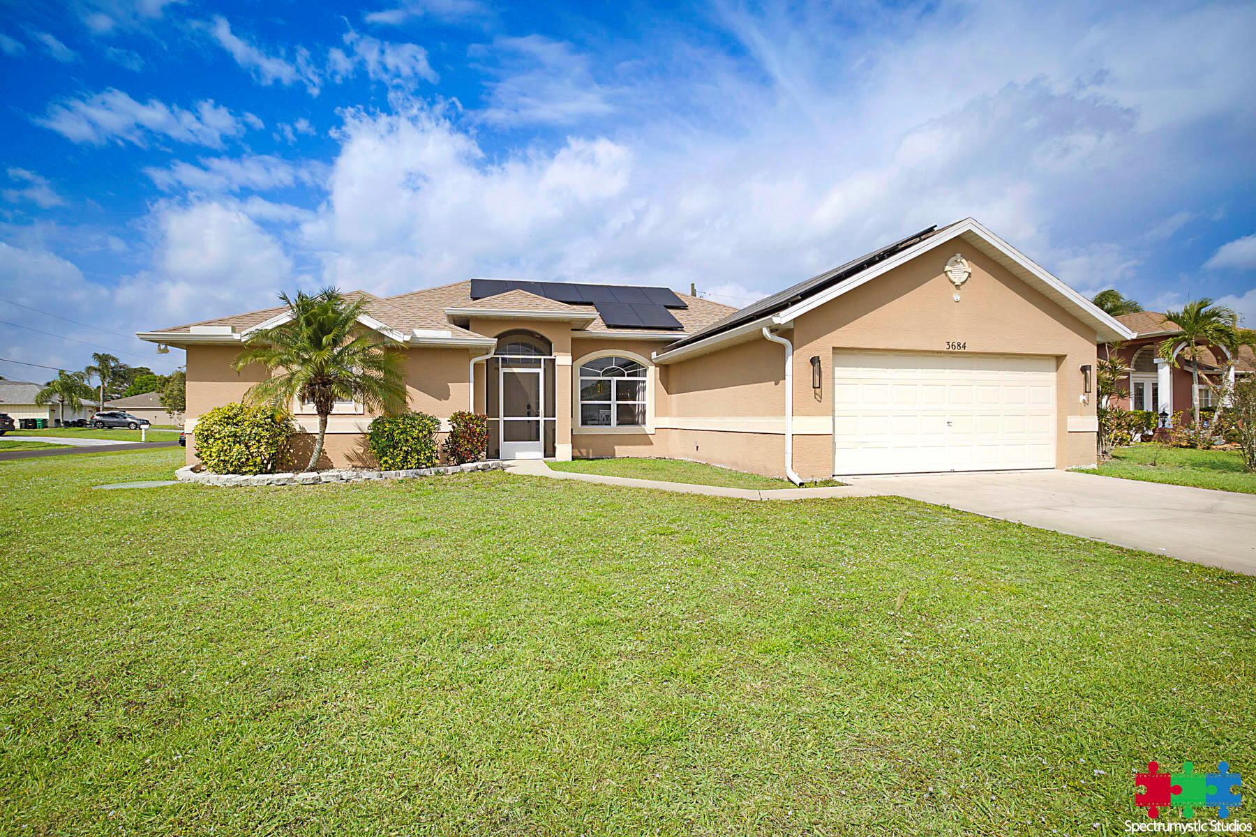 HIGHLY MOTIVATED SELLER JUST DECIDED TO INCLUDE 55K WORTH OF SOLAR AT ZERO COST TO THE BUYER! $30 ELECTRIC BILL!! Welcome to your corner-lot No-HOA paradise! Split floor plan offers privacy between the master suite & other bedrooms. The master suite features two walk-in closets, while the bath includes a soaking tub, a separate shower & dual vanities. The interior boasts a new kitchen counter & backsplash, waterproof vinyl & wood laminate flooring. Updates: roof (2018), AC (2021), tankless water heater (2020), solar panels (2022)- manufacture warranty, fence (2020) & owned water softener/filtration system. Well-water for sprinklers! Updated gutters, LED lighting & a smart WiFi garage door. Extended garage space -larger than a standard garage! Relax in your large screened-new pool pum