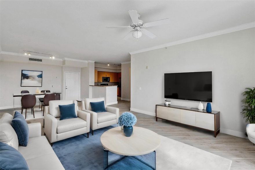 Elevate your modern lifestyle with this 2 bed,1 bath condo located in the heart of Fort Lauderdale. Designed with versatility, 2nd bedroom could be used as an office. Corner unit features include full size washer/dryer, oversized walk in closet, Tile floors throughout, SS appliances, Granite counters in kitchen & bath, volume ceilings, impact windows, a secure building & garage covered parking, electric charging stations & bike storage. Resort style amenities including a pristine pool, hot tub, entertaining billiard room, business center, and guest suites for visitors. Unwind in the sauna or state-of-the-art gym. Pet and investor-friendly policy allowing immediate rentals. Seize the opportunity to embrace a lifestyle defined by comfort and sophistication today.