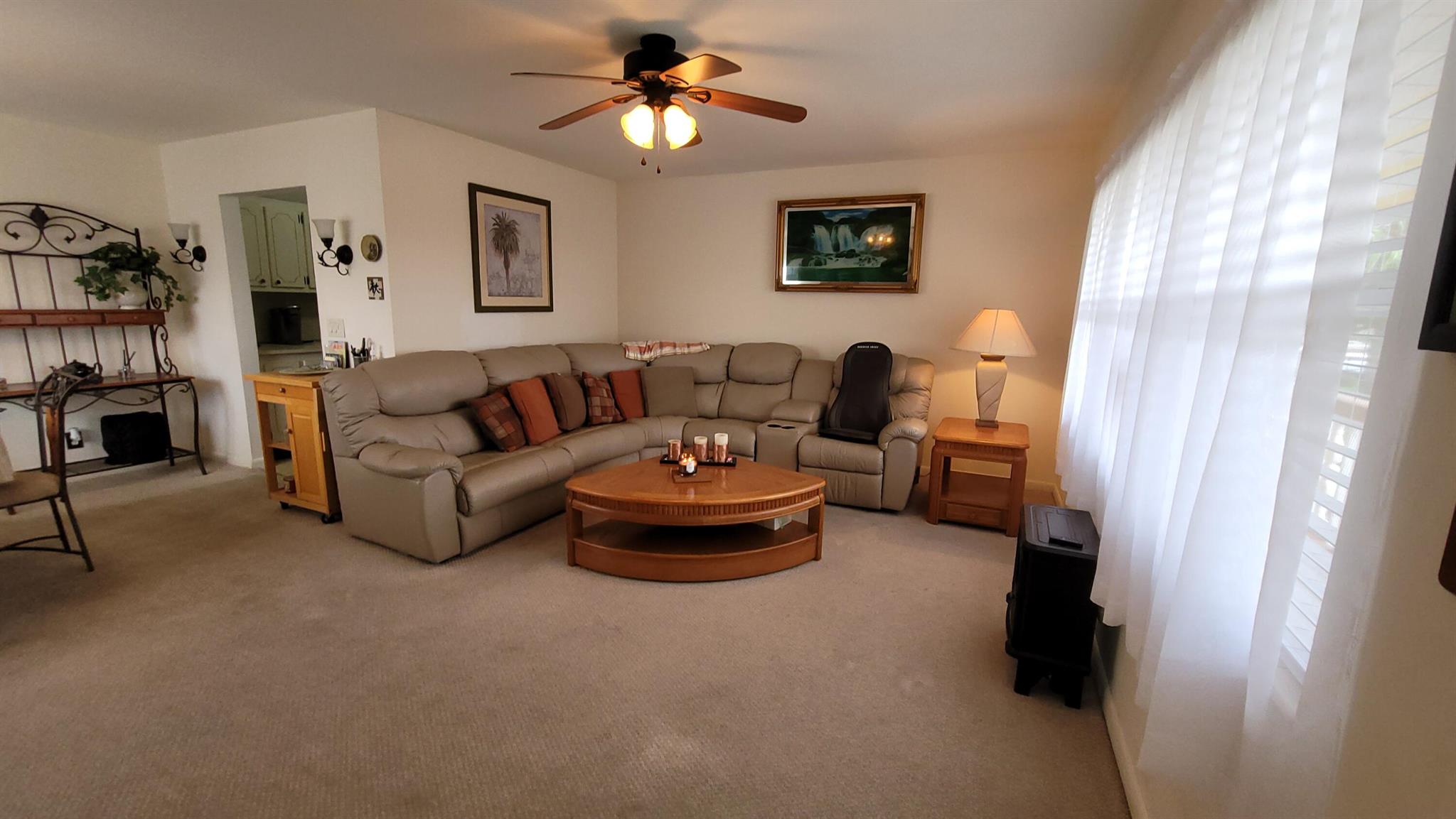 Welcome to the paradise of South Florida, resort-style social living at its absolute best. Enjoy wonderful garden views from this lovely one bedroom, one and one-half bath condo located in sunny West Palm Beach Florida and experience the distinct Century Village ''way of life'' with luxurious recreational facilities and abundant social activities. Very private outside corner or end unit. Fully furnished and turnkey on the second floor of a well-run and friendly Association. Renovations include new windows in 2021, A/C is two to three years old, bathrooms updated with a walk-in shower and new ceramic tile, and newer kitchen appliances, water heater is about 5 years old. Accordion type hurricane shutters on front and side windows and panel shutters for the front door.