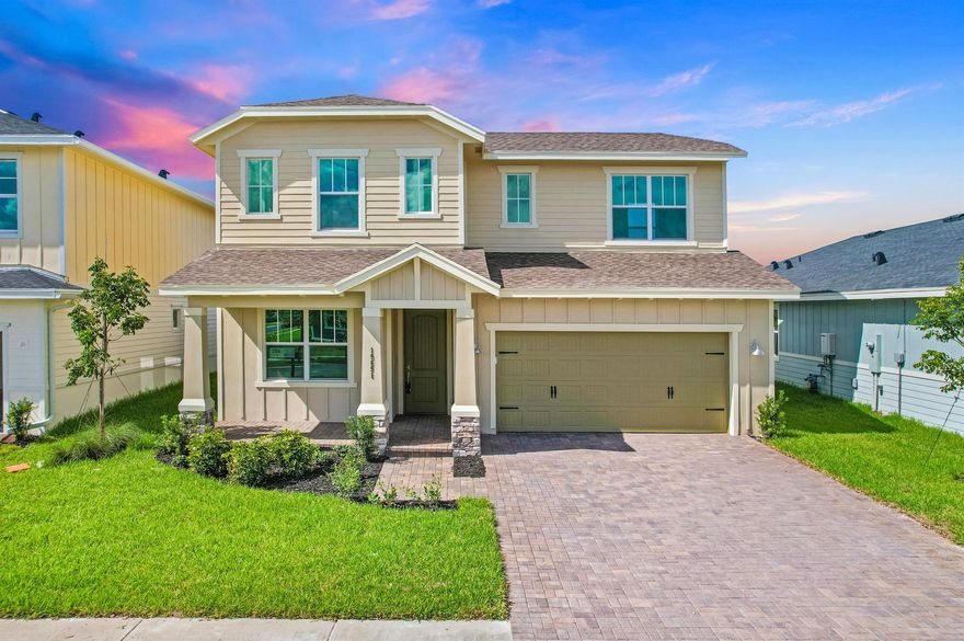 Discover this charming home featuring 3 spacious bedrooms plus a versatile flex room--ideal for a guest room, office, or playroom. With 2.5 bathrooms, there's space for everyone to unwind. Enjoy a large backyard perfect for kids and family gatherings. HOA includes beautifully maintained common areas. The community boasts a 9,900 sq. ft. clubhouse with a multi-level resort-style pool and a 3,000 sq. ft. fitness center. Enjoy peace of mind with 24-hour manned gated security. Plus, a brand-new elementary school is opening in Fall 2025! Don't miss this incredible opportunity--schedule your visit today!