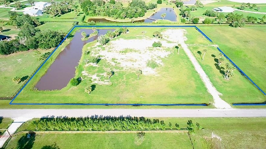 Welcome to the private gated equestrian community of Bridlewood Ranches. This choice 5 acre lot is ready to build and is high & dry with no wetlands.
The adjoining 5.18 acre cleared corner lot is also available for purchase bringing a total of 10+ acres!
Most of the land preparation to build has already been done! With survey and site plan available, a 25ft deep pond has been dug. A driveway, home pad and barn pad have already been leveled. It is ready to design your dream home or equestrian estate. This lot will allow for a minimum of a 2200+ square-foot living area for a site built home. Also a guest house 50% size of primary home, and room for a barn.
This $125 a month HOA community is in a desirable location with underground electric and bridle path. Only a short commute to the Treasure Coast and 20 minutes from the city of Okeechobee. Combining a blend of peaceful country living with the convenience of easy access to city amenities. Don't miss this opportunity to own a piece of FL land with native wildlife in the area!