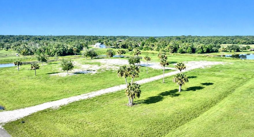 Welcome to the private gated equestrian community of Bridlewood Ranches. This choice 5 acre lot is ready to build and is high & dry with no wetlands.
The adjoining 5.18 acre cleared corner lot is also available for purchase bringing a total of 10+ acres!
Most of the land preparation to build has already been done! With survey and site plan available, a 25ft deep pond has been dug. A driveway, home pad and barn pad have already been leveled. It is ready to design your dream home or equestrian estate. This lot will allow for a minimum of a 2200+ square-foot living area for a site built home. Also a guest house 50% size of primary home, and room for a barn.
This $125 a month HOA community is in a desirable location with underground electric and bridle path. Only a short commute to the Treasure Coast and 20 minutes from the city of Okeechobee. Combining a blend of peaceful country living with the convenience of easy access to city amenities. Don't miss this opportunity to own a piece of FL land with native wildlife in the area!