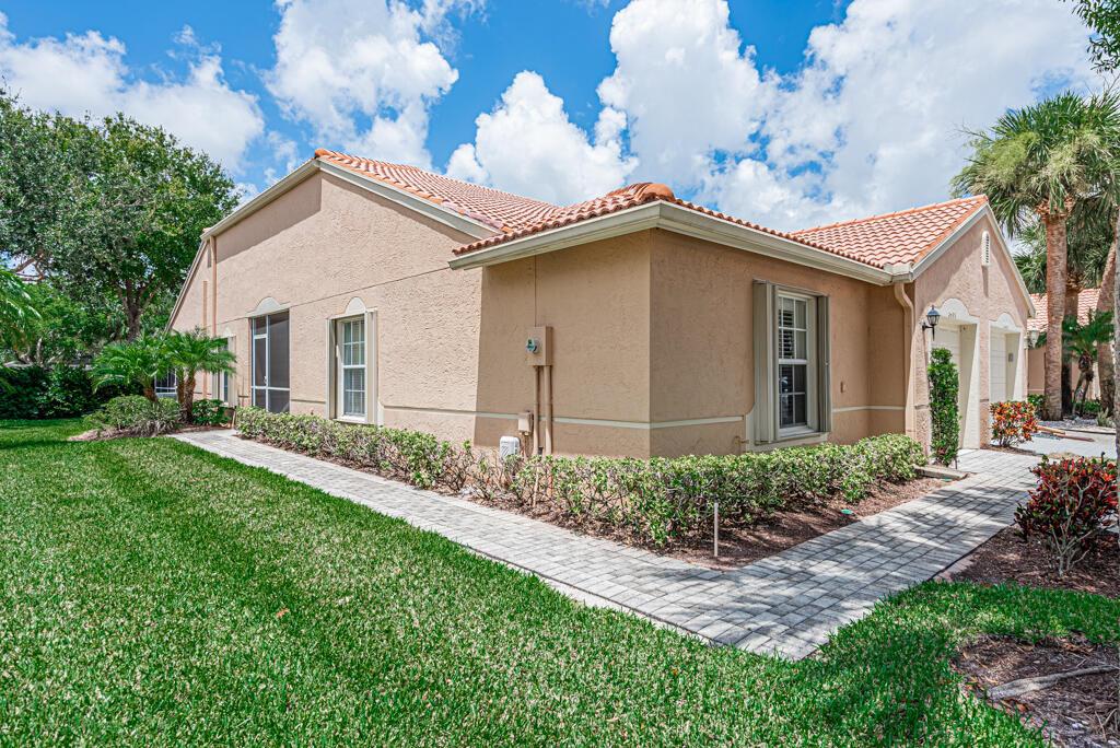 Well maintained end unit villa in Venetian Isles with extended screened patio and accordion shutters. 3 true bedrooms. Lovely plantation shutters, A/C is 2008 and HWH is 2020. Very neutral and easy to make your own. THE BRAND NEW CLUBHOUSE IS NOT TO BE BELIEVED. ALONG WITH A FULL SERVICE BAR & CAFE, AND TWO POOLS PLUS ONE A RESISTANCE POOL - THE MODERN FITNESS CENTER BLOWS AWAY THE OTHER COMMUNITIES; AND THE SOCIAL HALL FEATURES A BRAND NEW STAGE W/PROFESSIONAL SOUND AND DRESSING ROOMS. THIS IS COUNTRY CLUB LIVING WITHOUT THE MEMBERSHIP DUES!