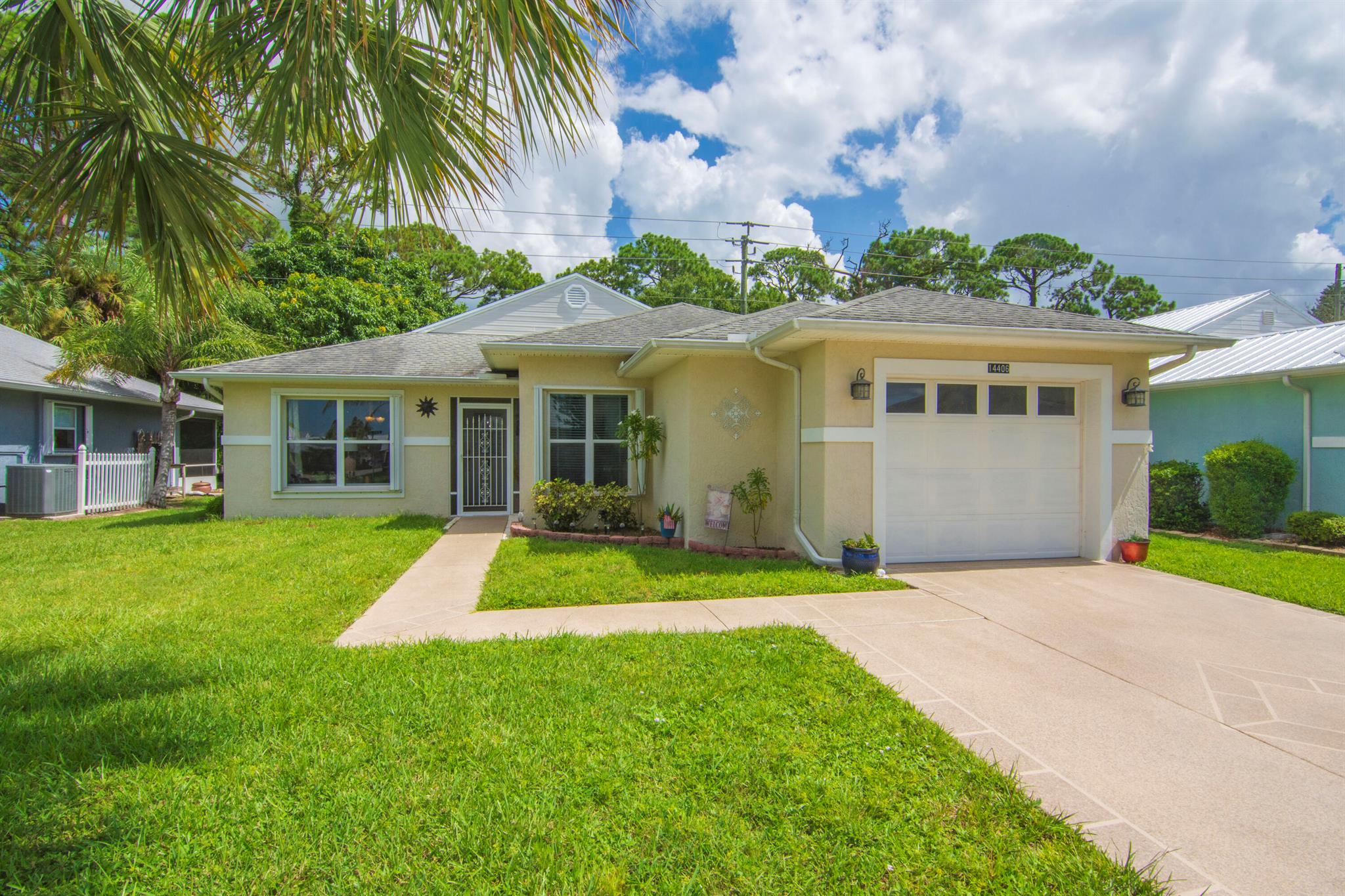 Enjoying the Florida ''Sun & Fun'' is easy in this vibrant 55+ community. Whether it's free golf, learning pickleball, showing off your billiards skills, selecting a book from the lending library, or keeping healthy in the exercise room, this community offers all that and more! Bring your pet to this move-in ready home and delight in your new Florida lifestyle. This contemporary house comes with beautiful home furnishings, and medium brown vinyl flooring in main areas & beige carpets in bedrooms. Main bedroom views & double closets are a delight. Start your day in the cozy breakfast room with a lovely backyard (preserve) view. Enclosed porch accessed by three rooms via sliding glass doors. Accordion hurricane shutters throughout & upgraded plumbing. Low monthly land lease.