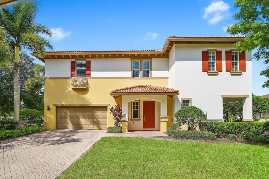 Bright & Spacious Townhome in Highly sought-after Heron Preserve, a gated community! This home features 3 bedrooms + loft, 2.5 baths, and a 2-car garage with hurricane impact windows. Inside, you’ll find fresh interior paint, 18x18 tile throughout all living areas, and Berber carpet in the bedrooms. The kitchen boasts stainless steel appliances, including a French-door refrigerator, glass-top stove with microwave, granite countertops, and wood cabinetry. The primary suite offers an oversized sitting/exercise area, built-in walk-in closets, and a luxurious bath with dual vanities, a Roman tub, and separate shower.  Located in the award-winning A+ Parkland school district, this home combines comfort, style, and convenience in one of the most desirable communities.  Community Pool!